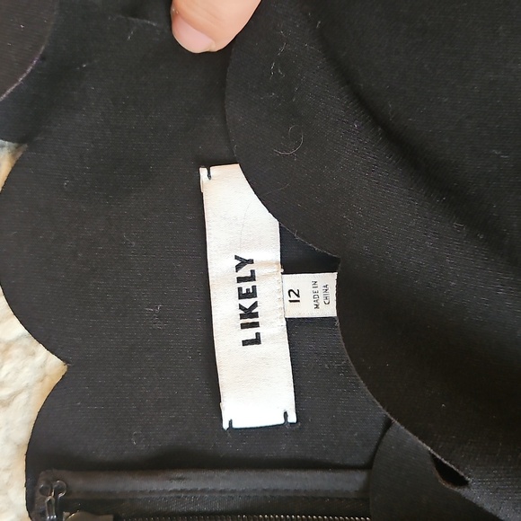 Likely Scalloped Edge Bodycon Little Black Dress Size 12 - Picture 7 of 7